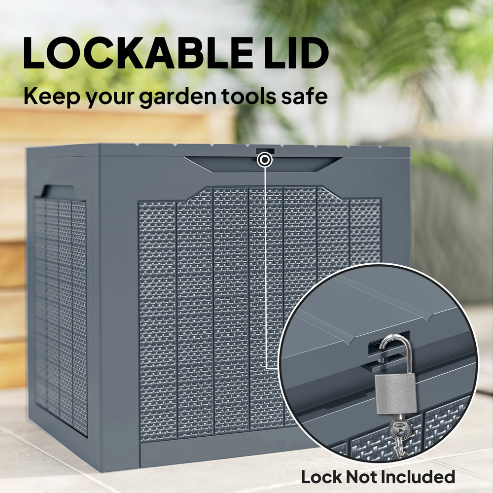 Outsunny 93L Grey Plastic Garden Storage Box Image 6