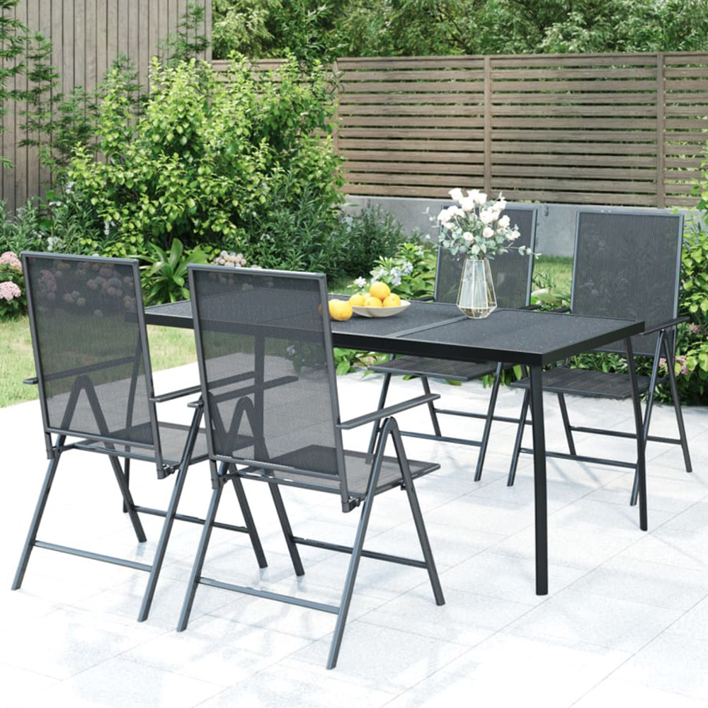 vidaXL 4 Seater Anthracite Steel Mesh Rectangular Garden Table Image 1
