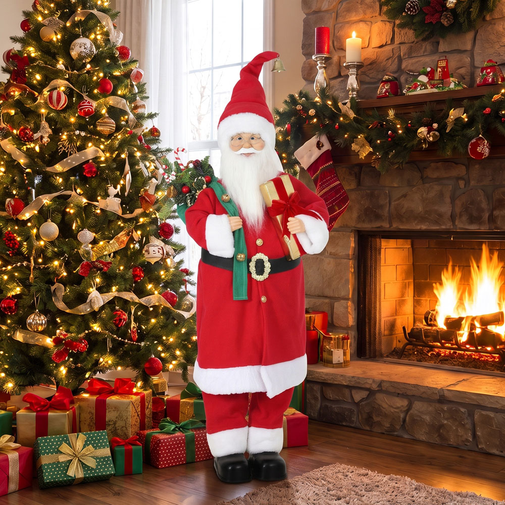 HOMCOM Singing and Dancing Santa Claus with Gift and Sack Christmas Decoration 4ft Image 2