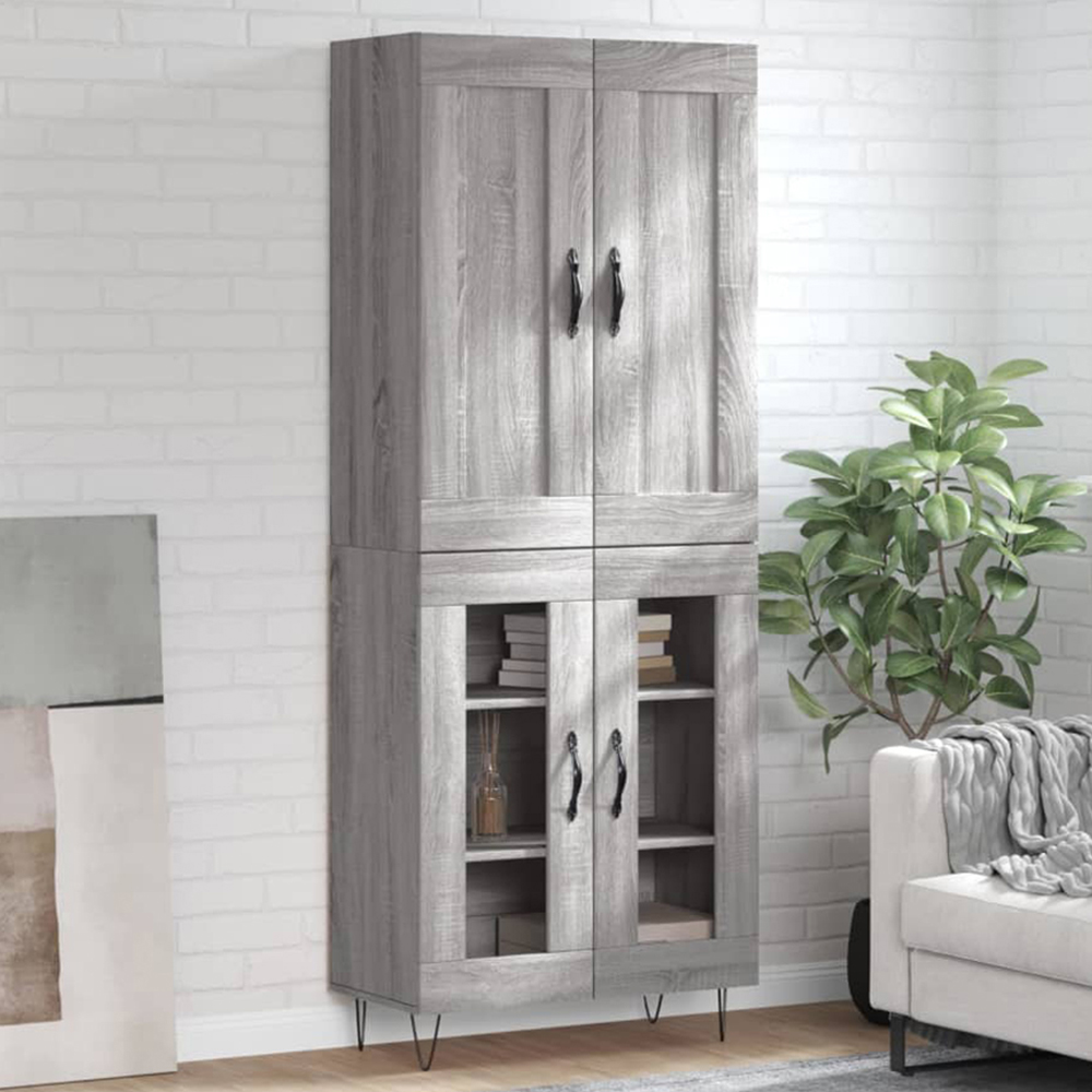 vidaXL 4 Door Grey Sonoma Highboard Image 1
