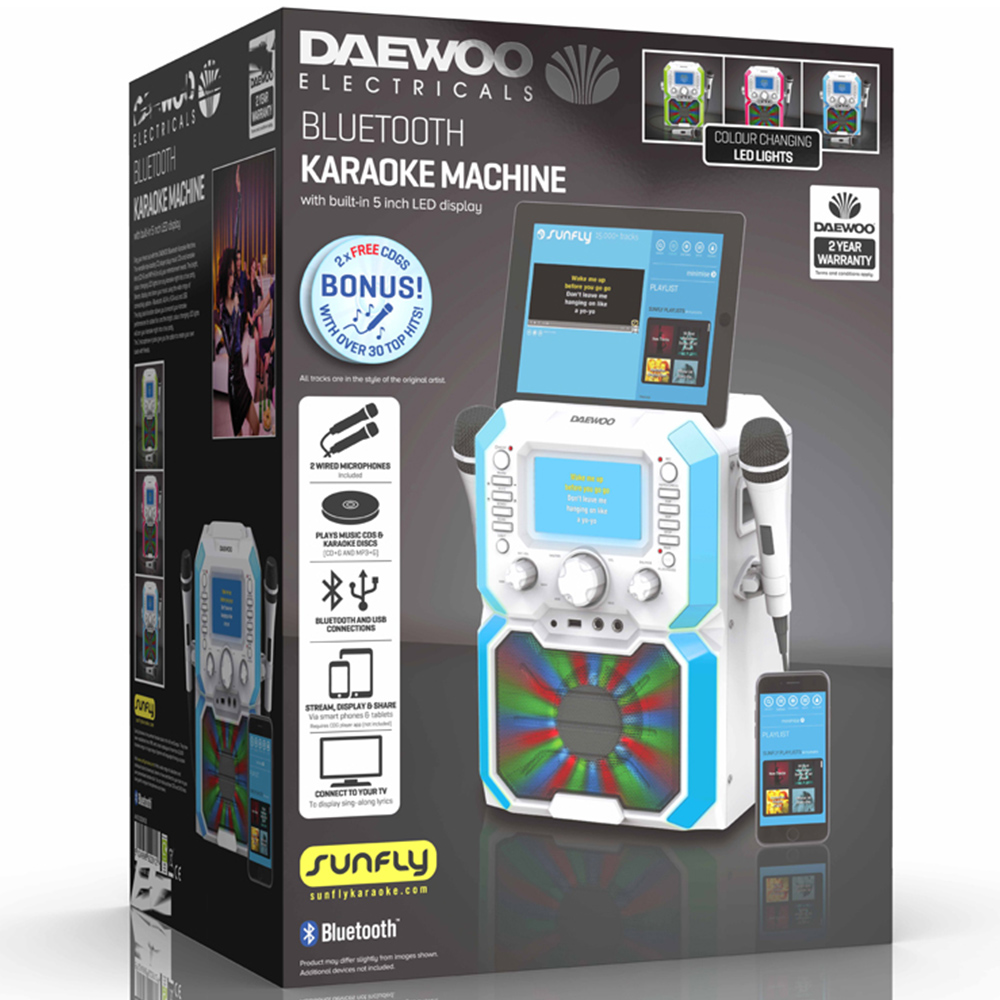 Daewoo White Bluetooth Karaoke Machine Image 5
