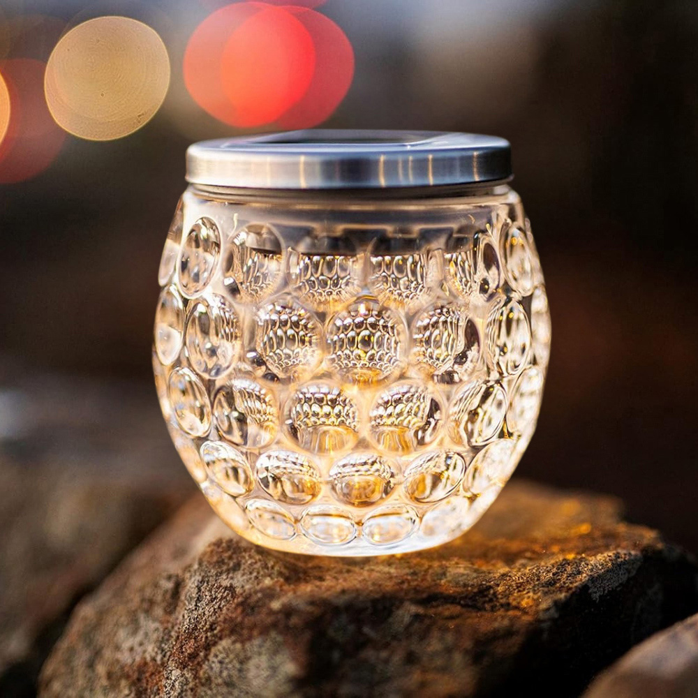 Garden Mile Dimple Glass Jar Solar LED Light Image 6