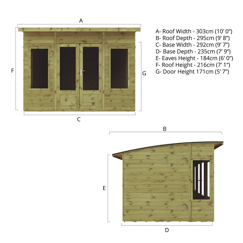 Mercia Helios 10 x 8ft Double Door Premium Shiplap Traditional Summerhouse Image 9