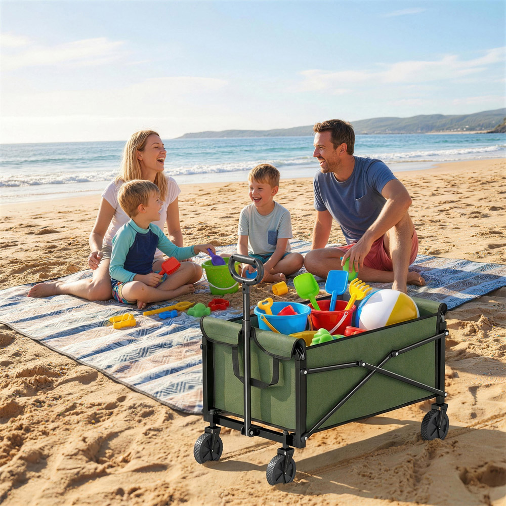 Outsunny 81L Green Foldable Garden Trolley Cart Image 4