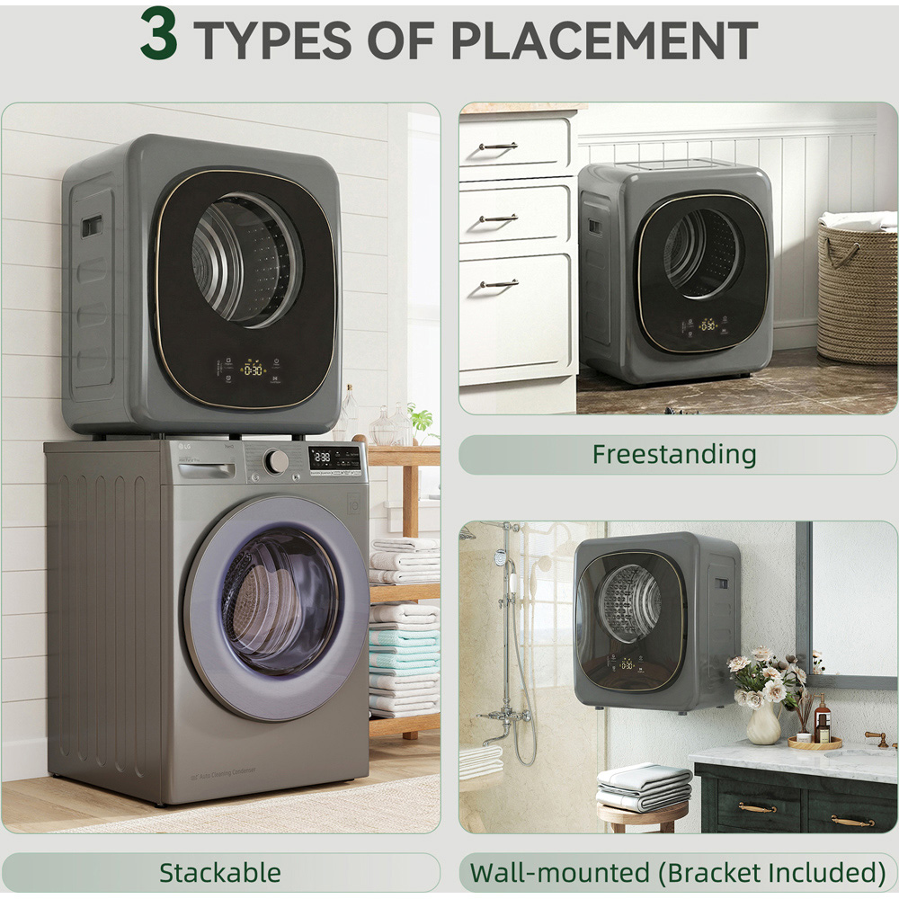 HOMCOM Grey Compact Small Tumble Dryer Machine 4kg 800W Image 8