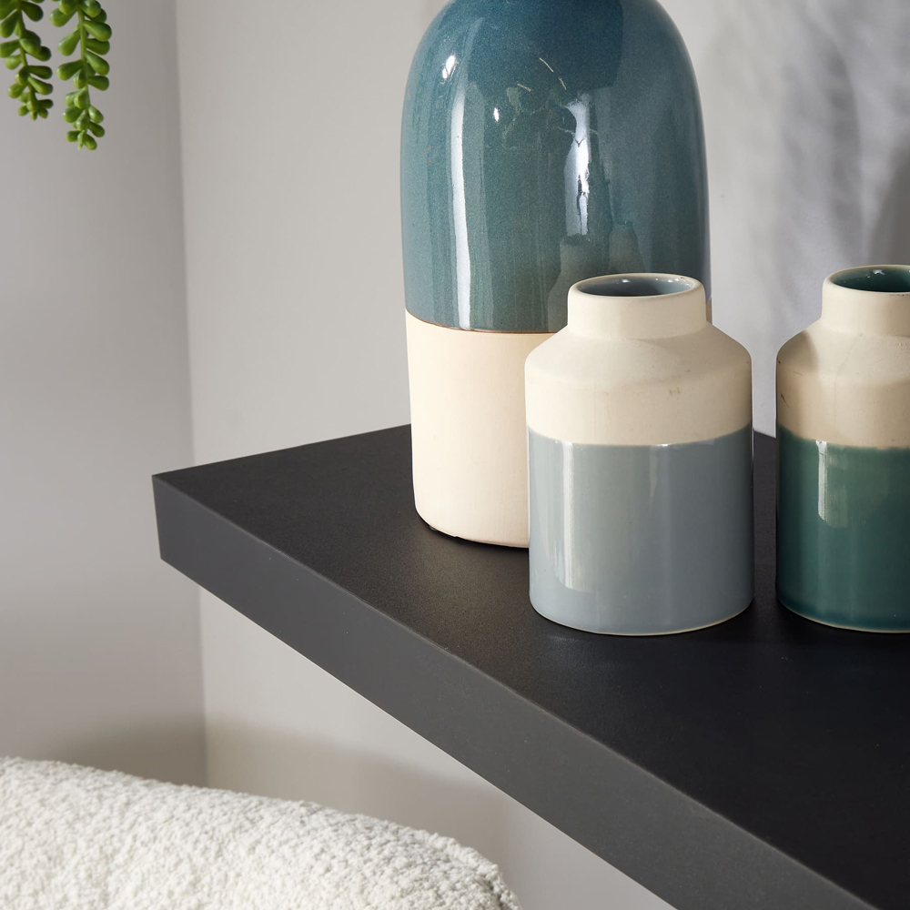 Home Source Cloud 80cm Black Floating Wall Shelf Set of 2 Image 4