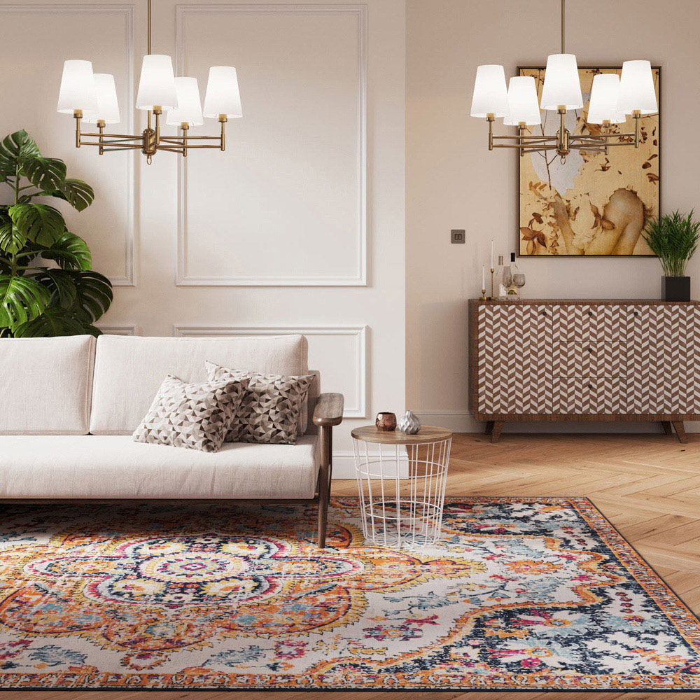 Kukoon Bold Multicolour Distressed Traditional Medallion Rug 230 x 160cm Image 2