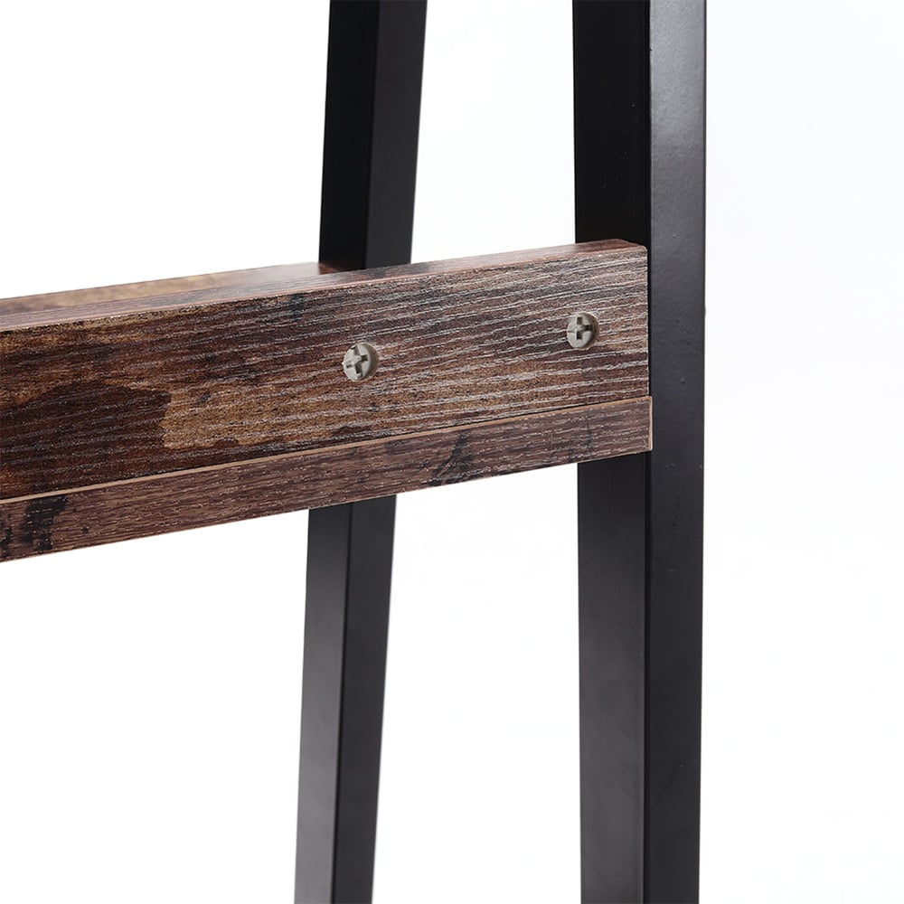 Living and Home 4 Shelf Industrial Wooden Ladder Bookcase Image 4
