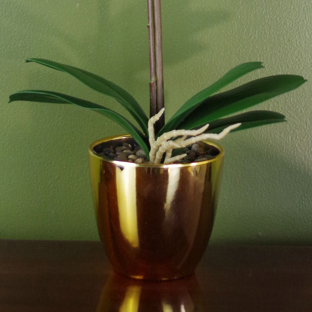 Botanik Pink Harlequin Orchid Artificial Plant in Gold Pot 48cm Image 4