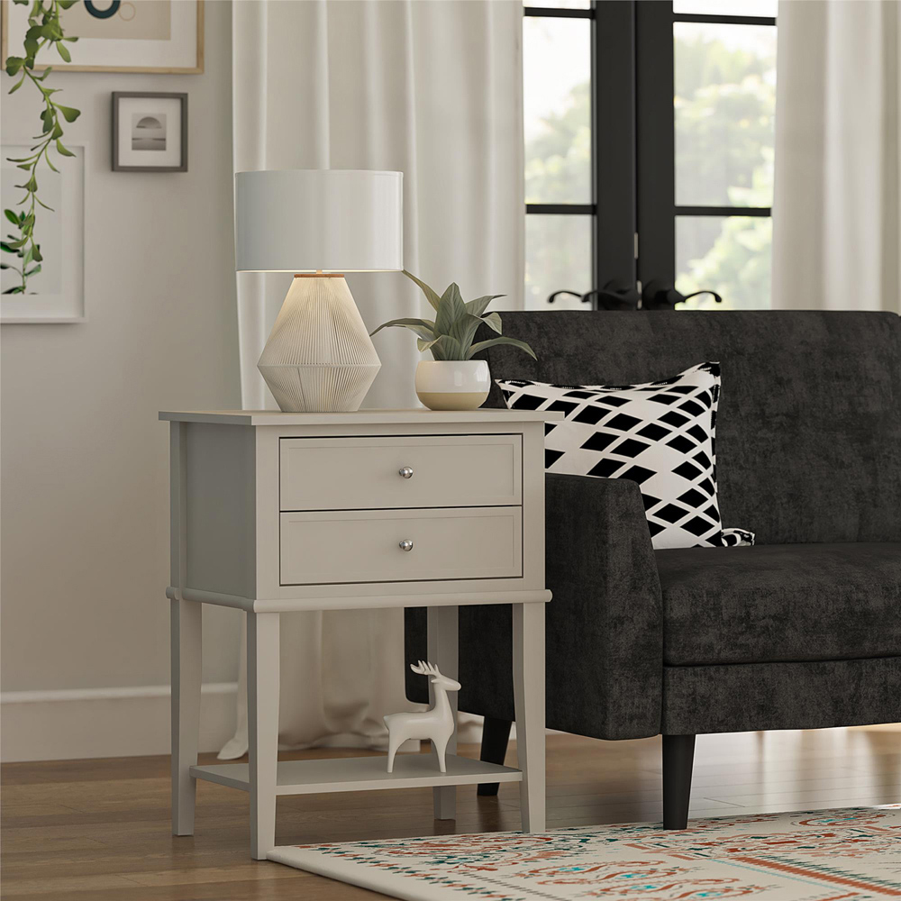 Dorel Franklin 2 Drawer Taupe Accent Table Image 5