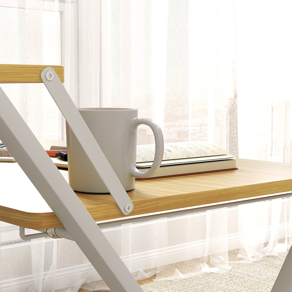 HOMCOM 2 Shelf Maple Wood Effect Foldable Desk Image 3