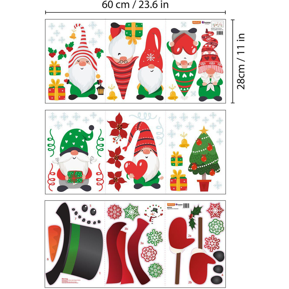 Walplus Cute Gnomes and Snowman Self Adhesive Christmas Wall Stickers 84 Piece Image 7