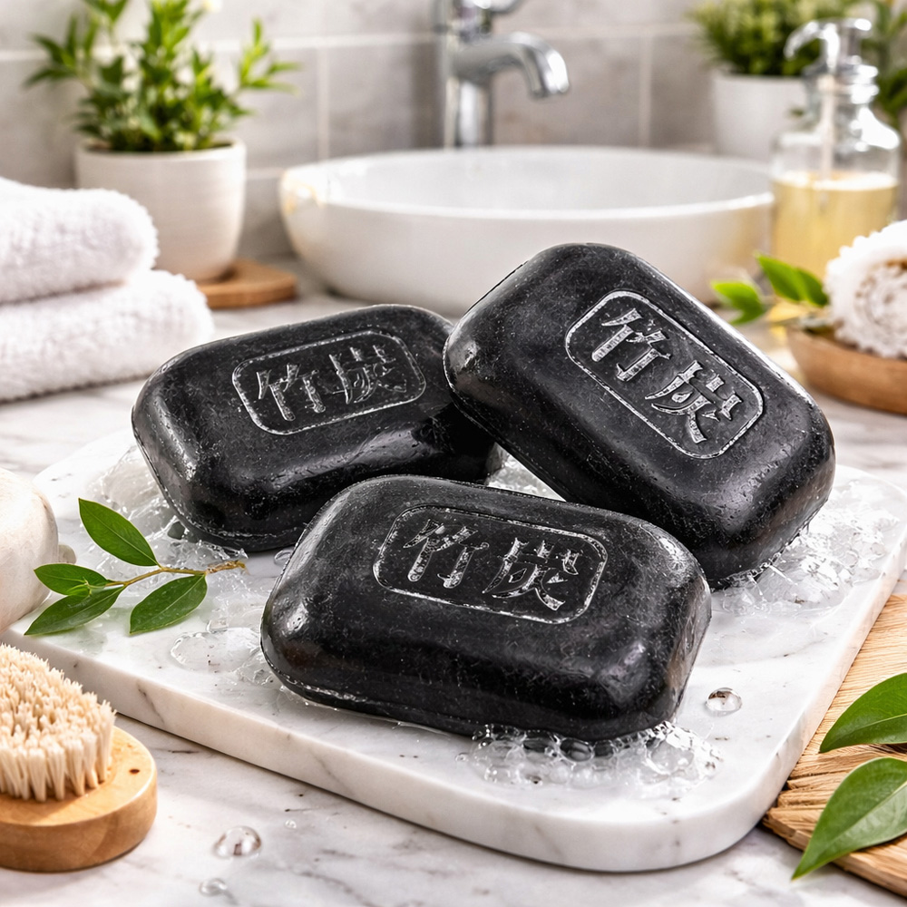 Avilo Japanese Takesumi Bamboo Charcoal Soap 3 Pack Image 2