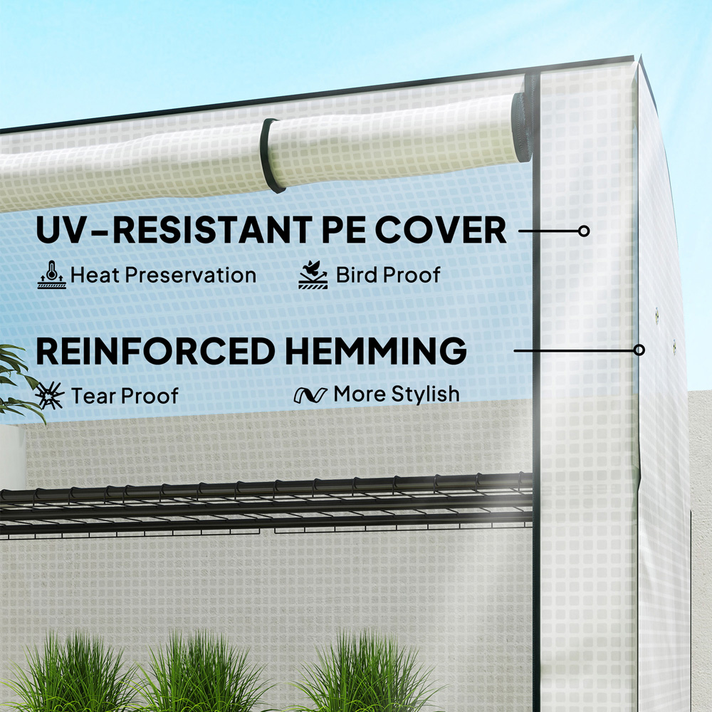 Outsunny White PE Cover 3.9 x 1.6ft Mini Greenhouse Image 7