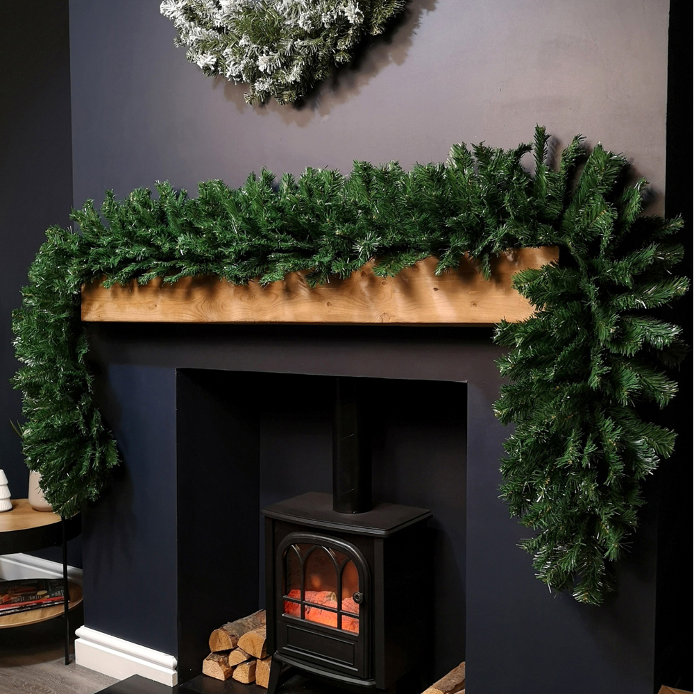 Premier Plain Green Extra Bushy Christmas Garland 270cm Image 7