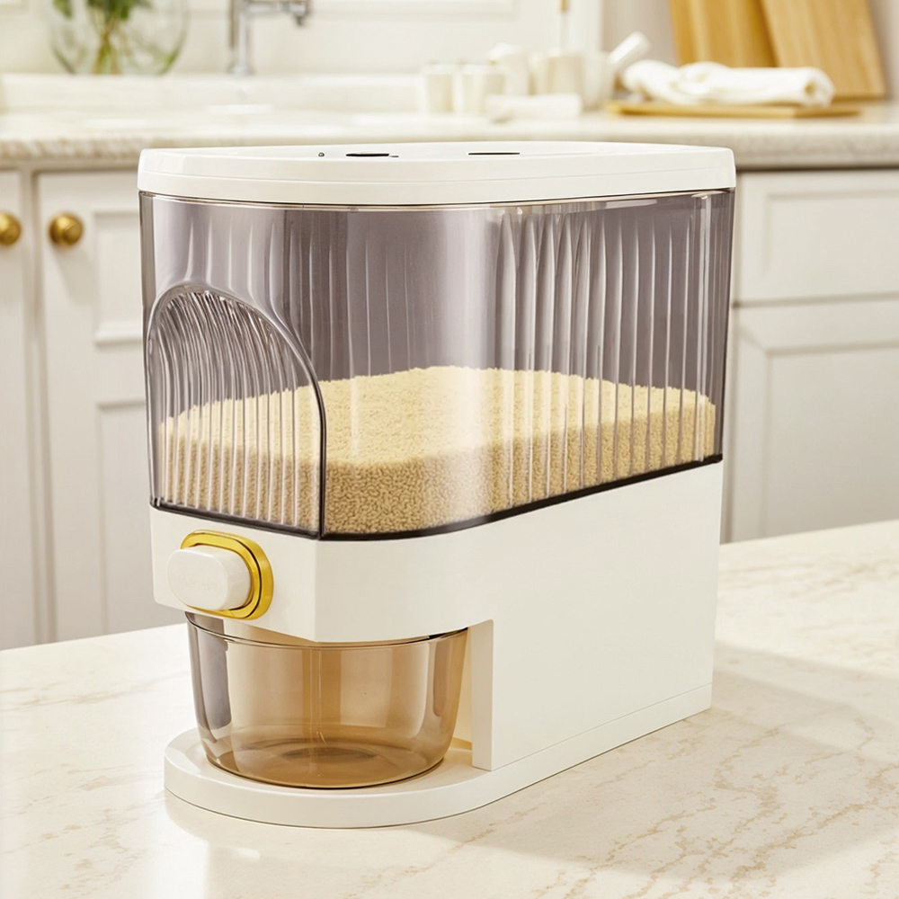 Living and Home White Airtight Rice Grain Dispenser 5kg Image 2