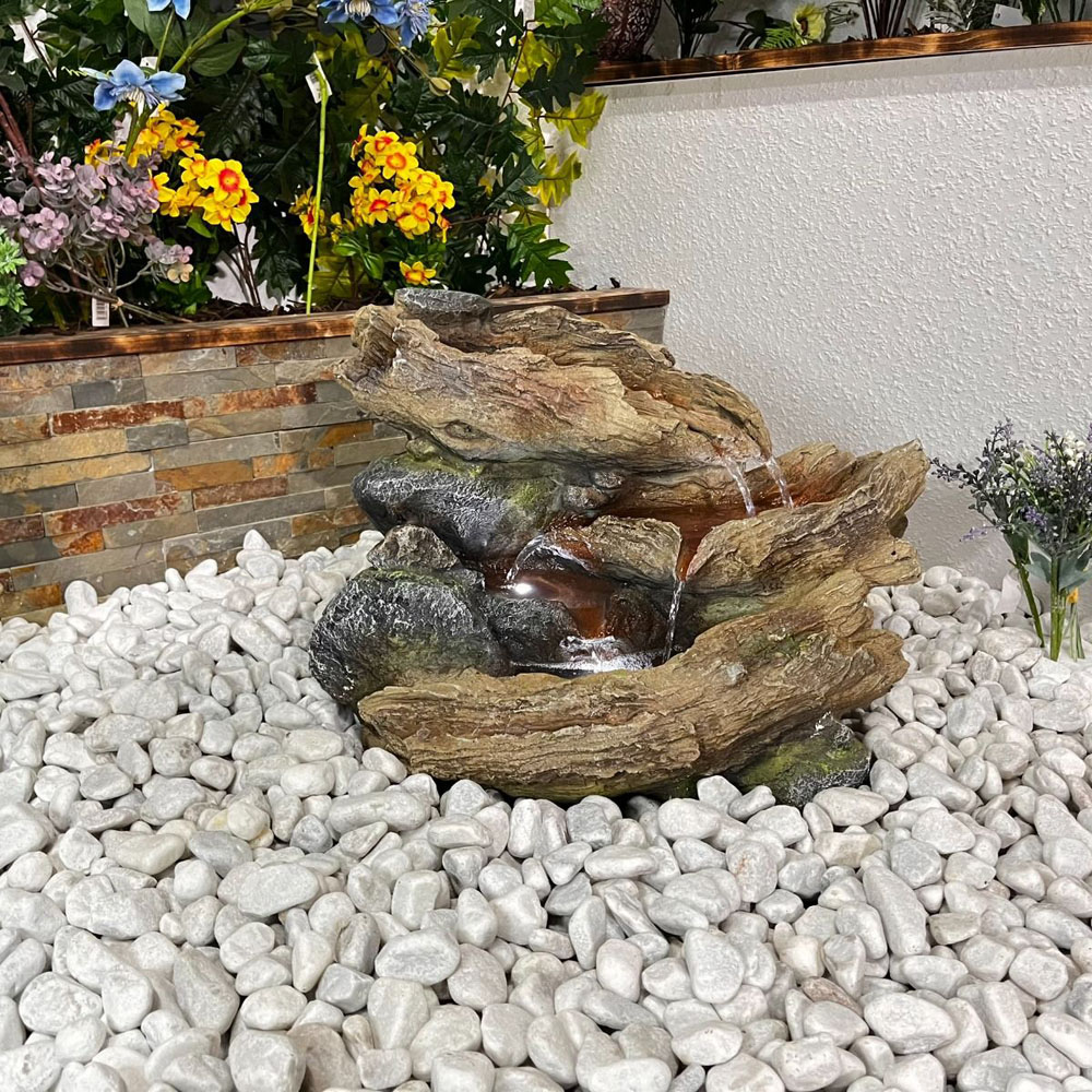 Tranquillity Bubbling Brook Wood Effect LED Solar Water Feature Image 2