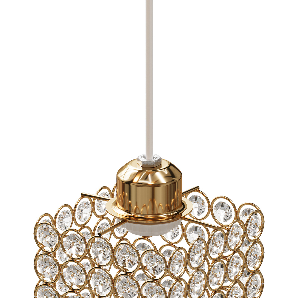 Living and Home Gold Iron Cube Glass Discs E27 Pendant Light Image 4
