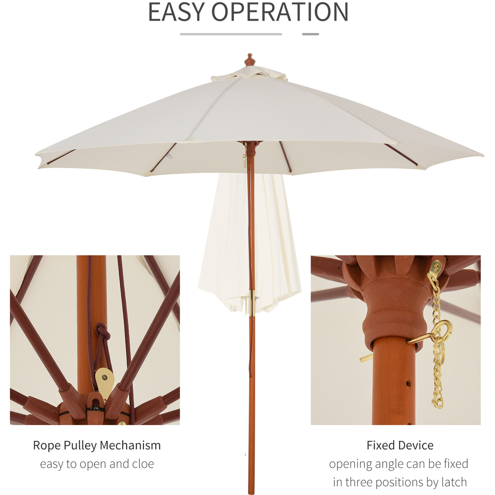 Outsunny Cream White Wooden Parasol 2.5m Image 4