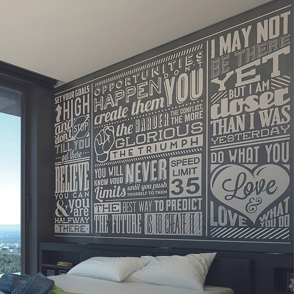 Origin Murals Chalk Quotes Black Wall Mural Image 1