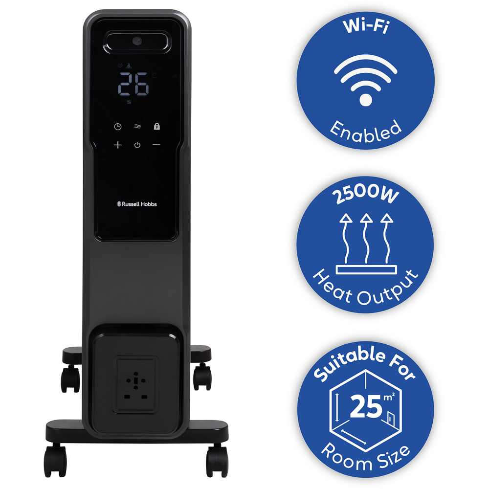 Russell Hobbs Graphite 11-Fin Wi-Fi Digital Touch Control Oil Filled Radiator with Remote 2500W Image 8