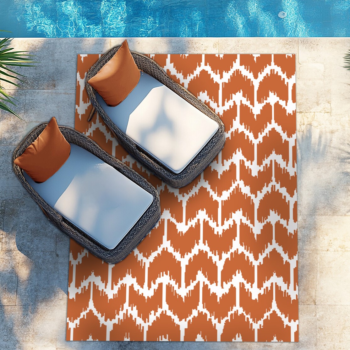 Chevron Breeze Outdoor Rug - Burnt Orange Image 1