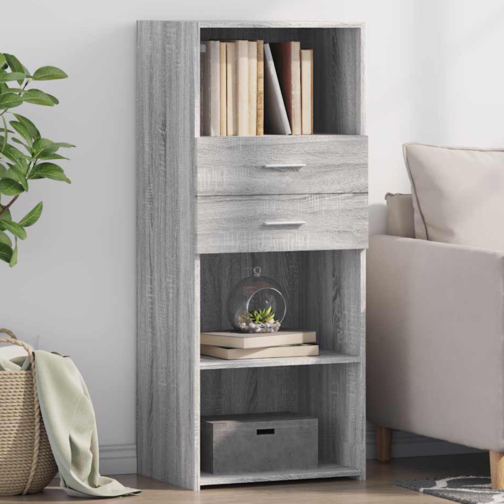 vidaXL 2 Drawer 3 Shelf Grey Sonoma Highboard Image 1