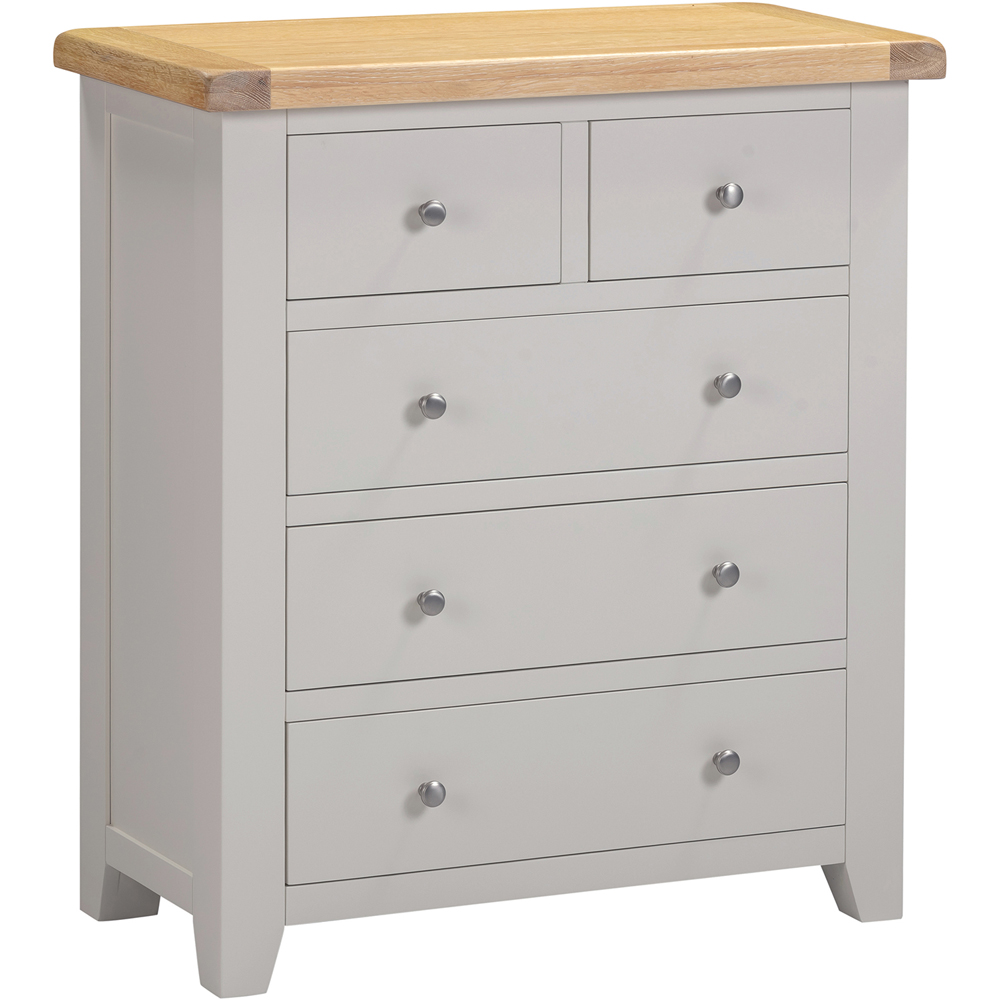 Seconique Windsor 5 Drawer Pebble Grey and Oak Storage Chest Image 2