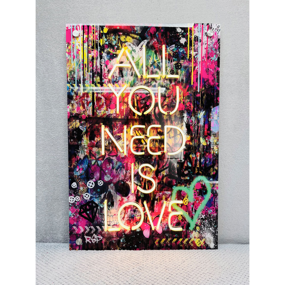 Splashbax All You Need Is Love LED Neon Unframed Wall Art Image 2