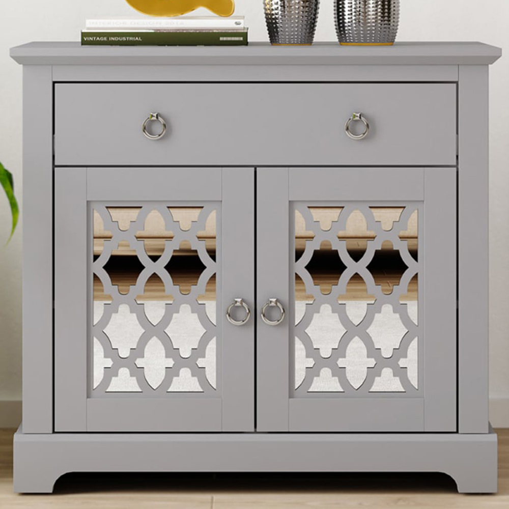GFW Honiton 2 Door Single Drawer Grey Sideboard Image 1