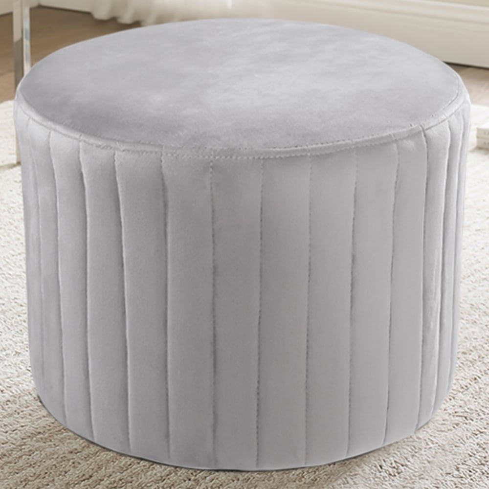 Living and Home Grey Pouffe Ottoman Image 1