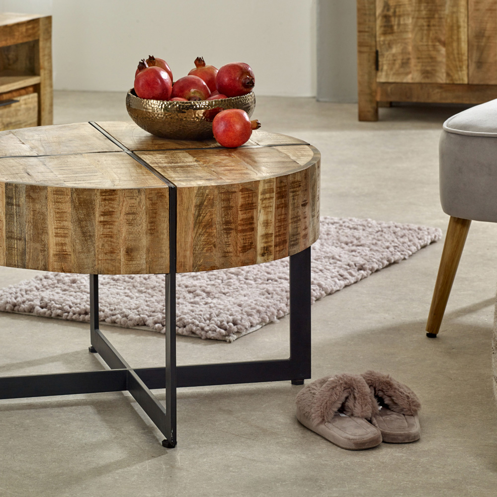 Brooklyn Surrey Metal Legs Solid Wood Coffee Table Image 3