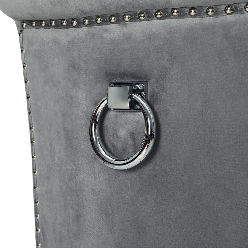 Living and Home Light Grey Tufted Velvet Dining Chair Image 4