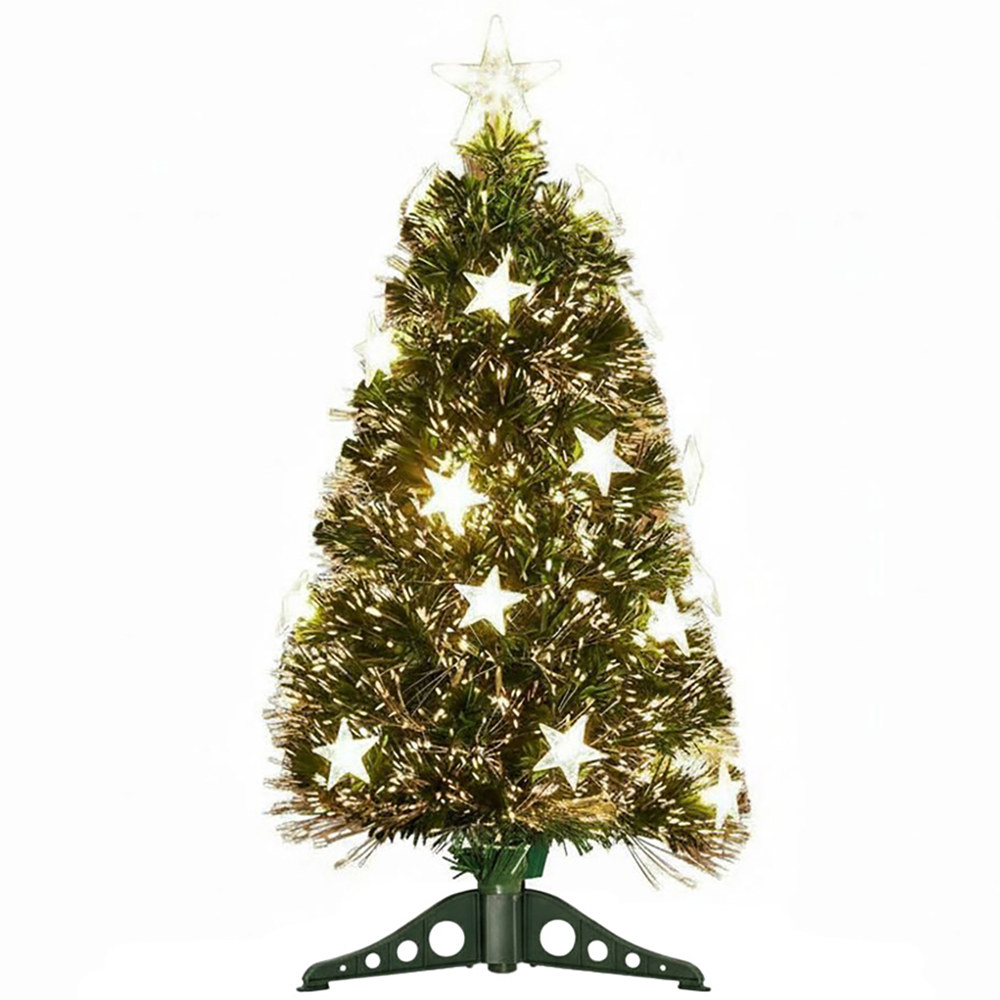 The Christmas Centre 30 Warm White LED Green Fibre Optic Artificial Xmas Tree 4ft Image 1
