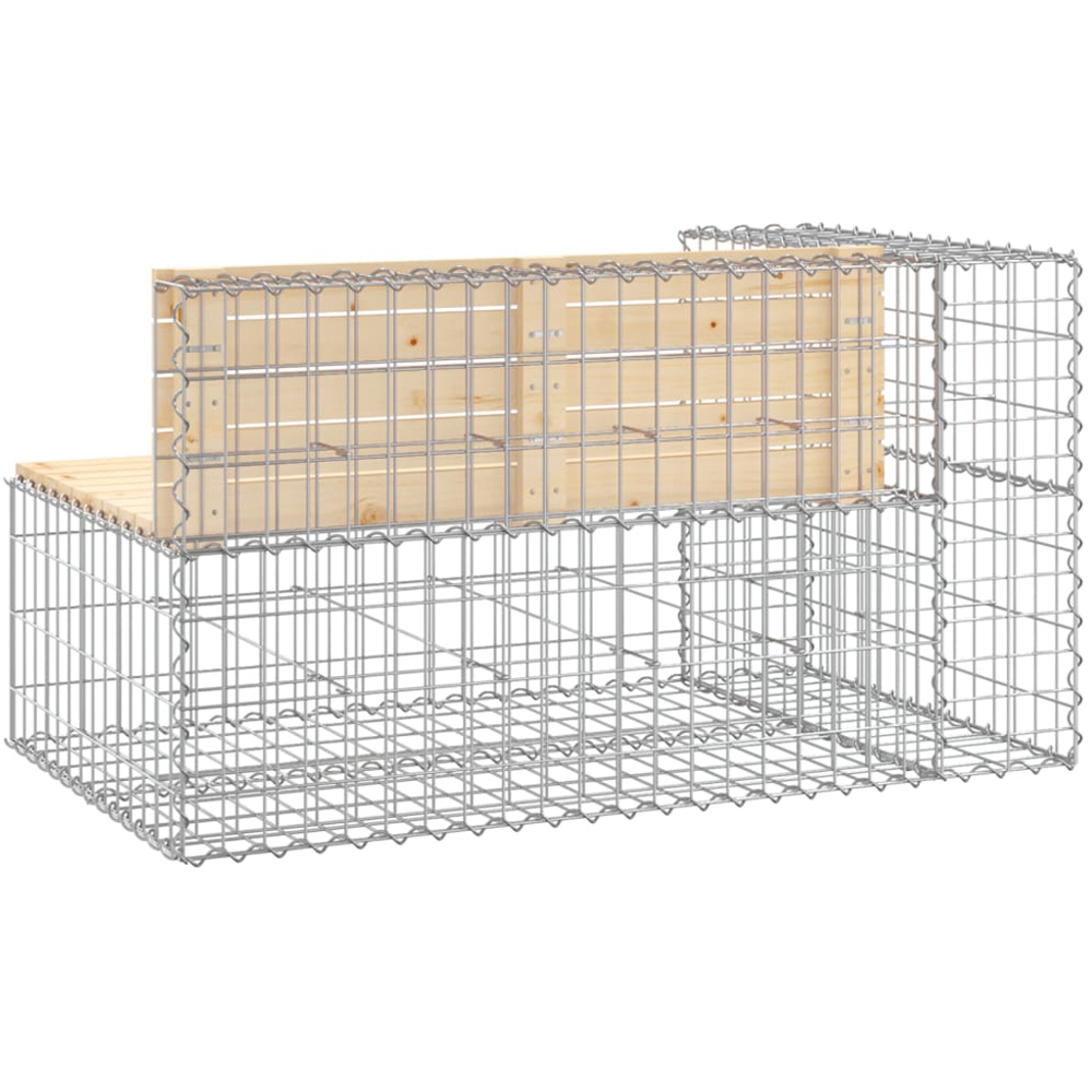 vidaXL Natural Solid Pine Wood Gabion Design Garden Bench 122 x 71 x 65.5cm Image 4
