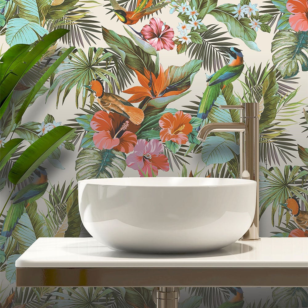 Rasch Paradise Birds Cream and Multicolour Wallpaper Image 3