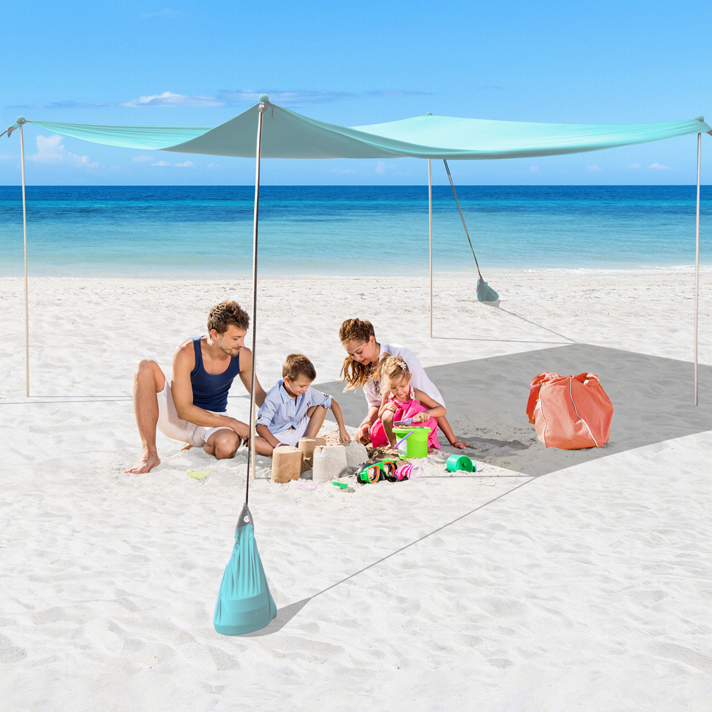 Costway 8 Person Beach Tent Sun Shelter Green Image 2