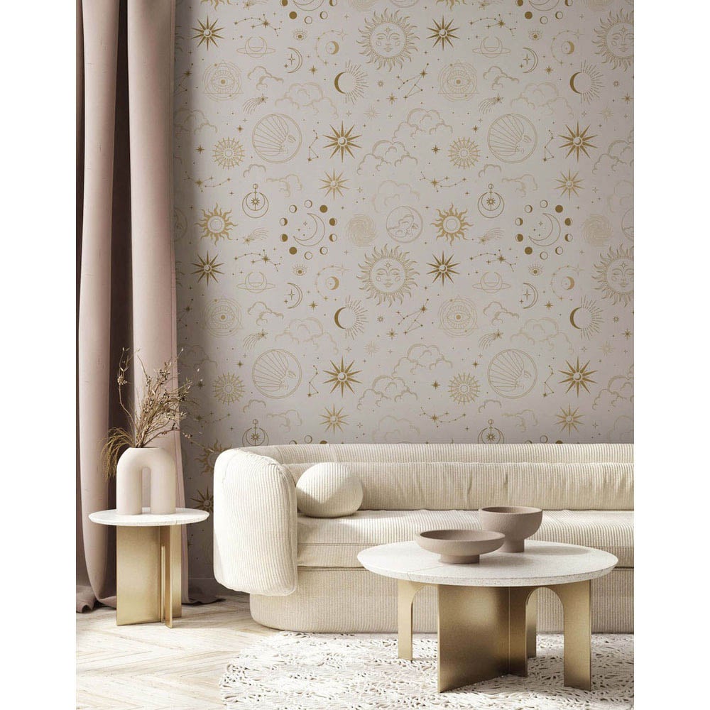 Bobbi Beck Eco Luxury Occult Pattern Beige Wallpaper Image 3