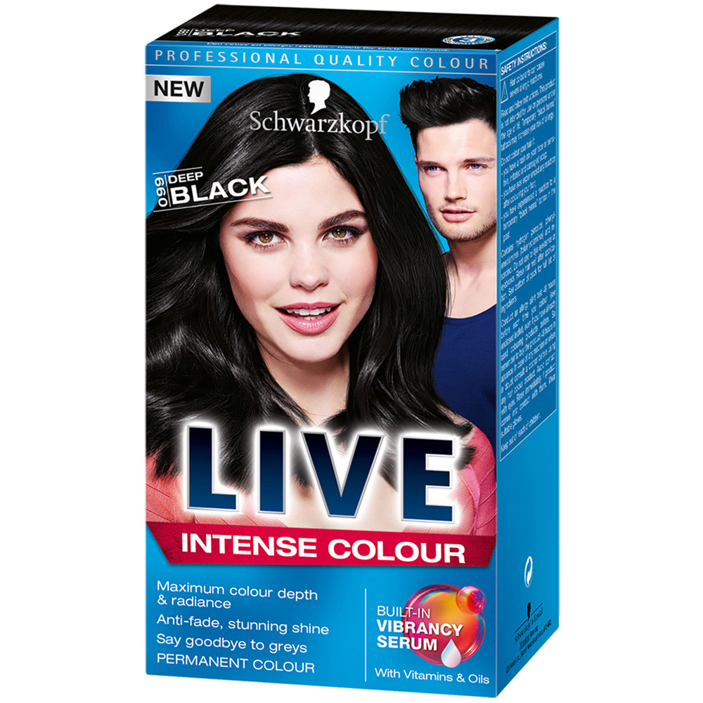 Schwarzkopf Live Intense Colour 099 Deep Black Permanent Hair Dye Image