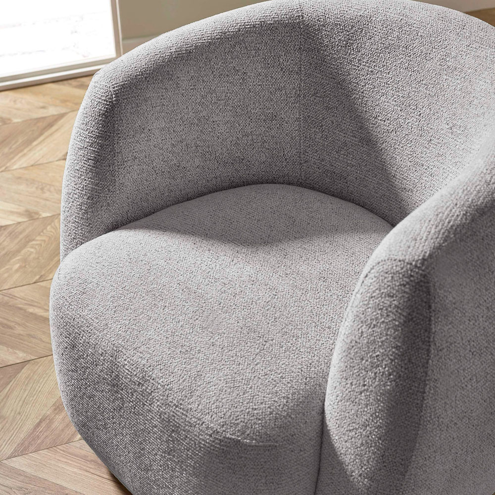 Julian Bowen Bowline Grey Chenille Barrel Design Upholstered Swivel Accent Chair Image 5