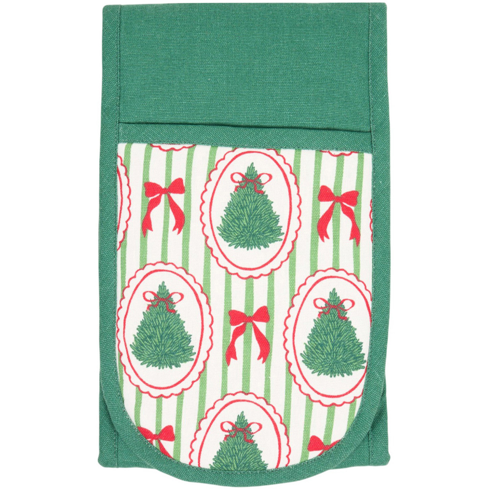 Christmas Tree Bow Double Oven Glove Green Image 3