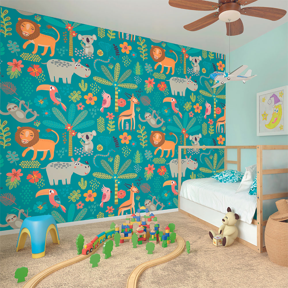 Origin Murals Tropical Animals Green Wall Mural Image 1