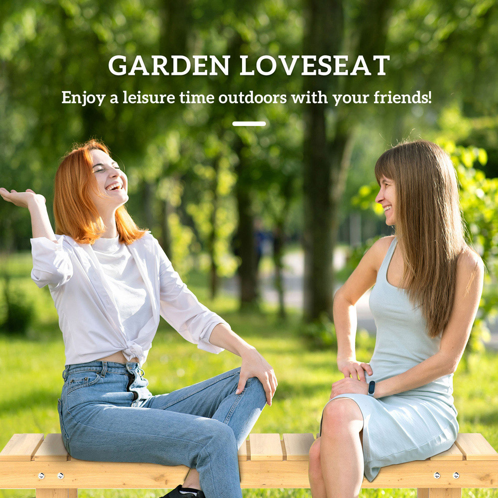 Outsunny 2 Seater Natural Outdoor Garden Loveseat Image 7
