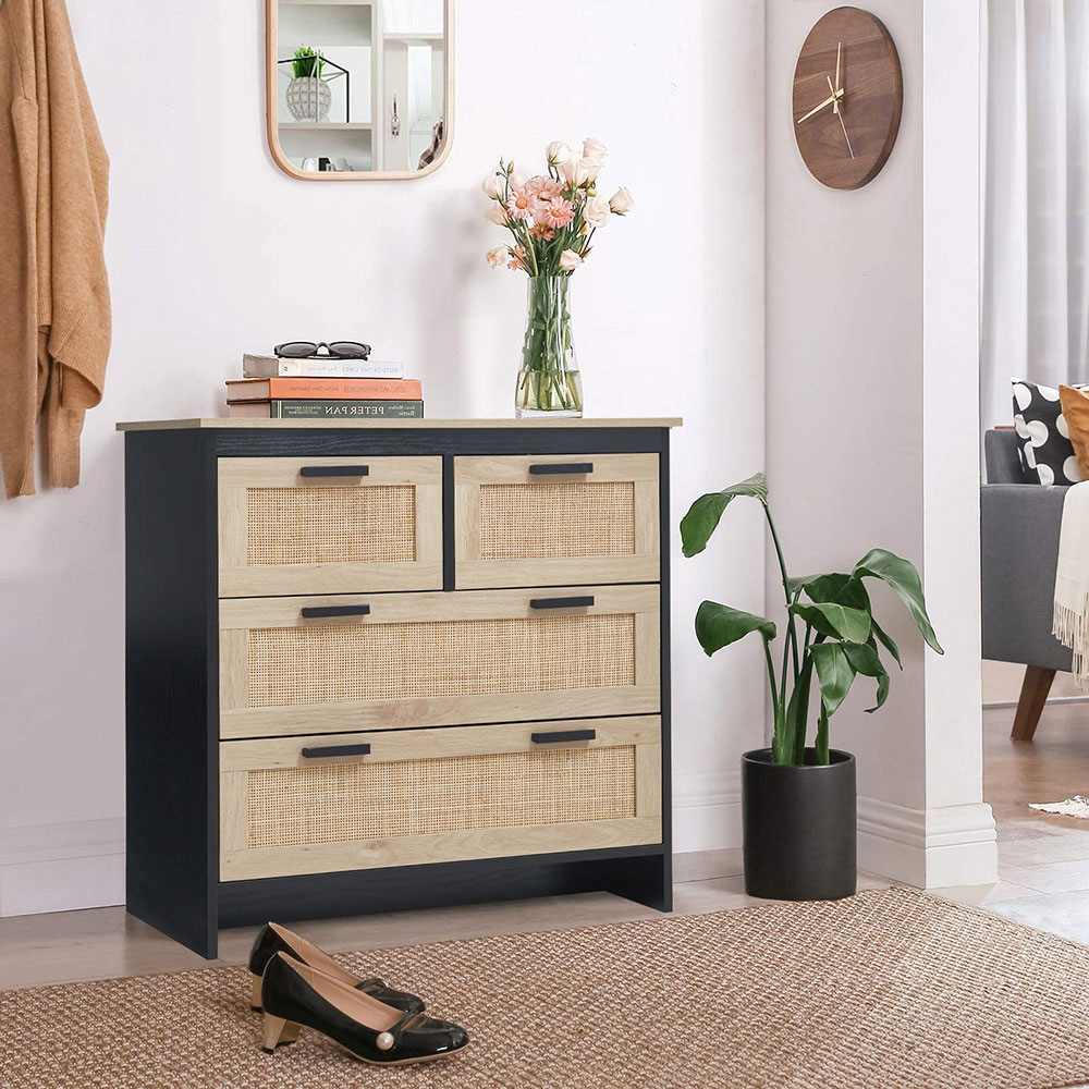 Living and Home Rattan Wood Storage Cabinet Image 7