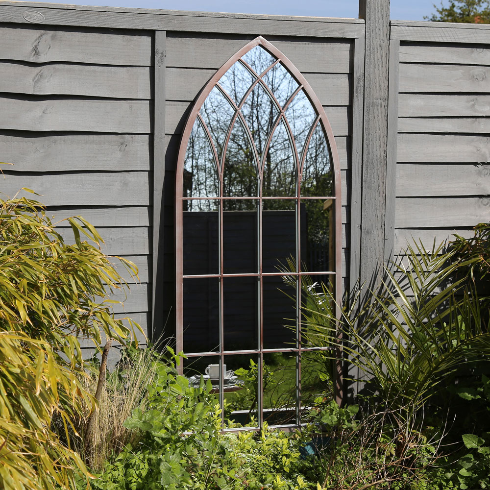 Charles Bentley Grey Arch Outdoor Garden Mirror 115 x 50cm Image 2