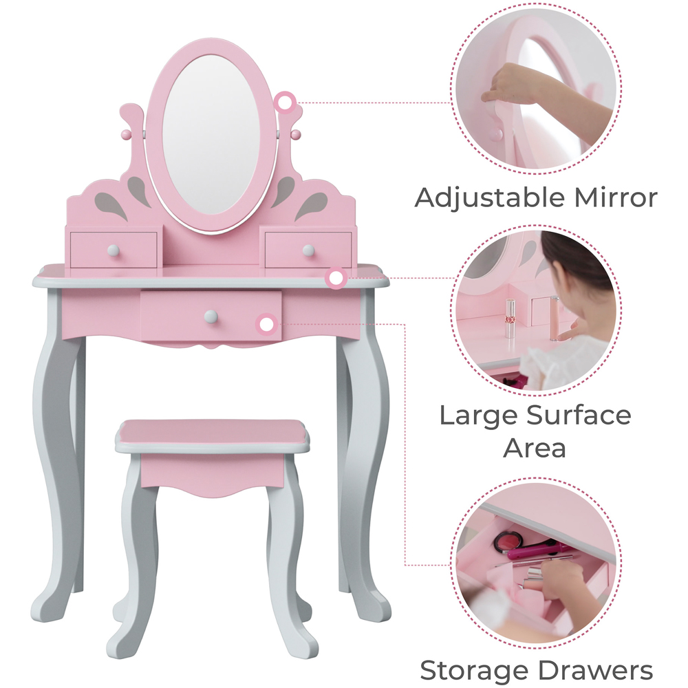 Teamson Kids Little Princess Pink and Grey Rapunzel Play Vanity Set Image 3