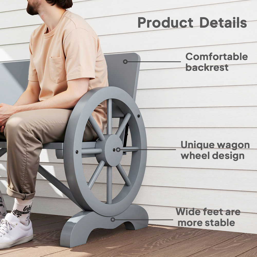 Outsunny 2 Seater Grey Outdoor Garden Bench Image 6
