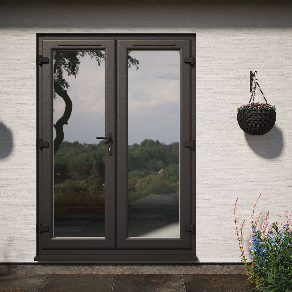 Crystal Black and White LH Master Clear Glass uPVC Double Glazed French Door 1390 x 2055mm Image 4