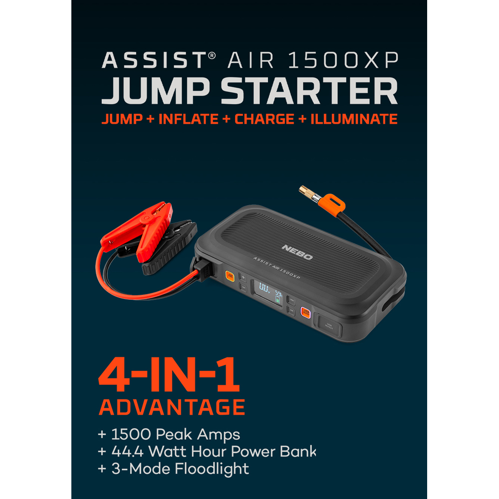 Nebo Assist Air 1500XP 4-in-1 1500Amp Car Jump Starter Kit with 150 PSI Air Compressor Image 6
