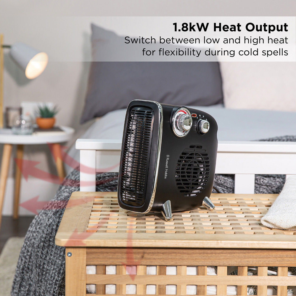 Russell Hobbs RHRETHFH1001B Retro Black Fan Heater 1800W Image 4